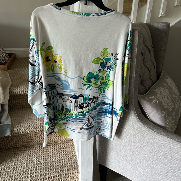 Gorgeous Greek Seashore setting Onque Casual embellished ladies blouse. Size 2X - Picture 2 of 2